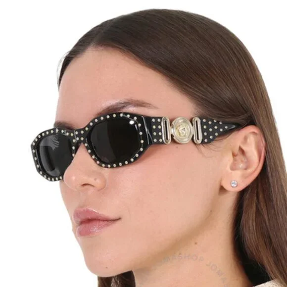 Versace Dark Grey Geometric Unisex Sunglasses - Picture 4 of 4